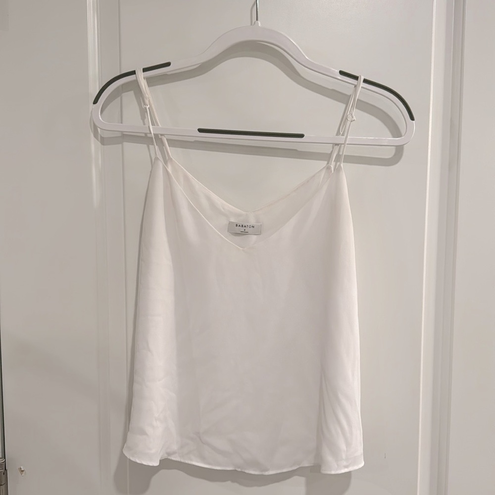 Babaton white sleeveless blouse size small